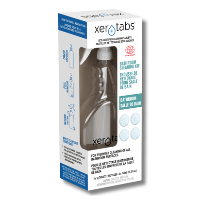 Xerotabs Bathroom Cleaning Kit, Reusable Bottle + 4 Cleaning Tablets - Xerotabs