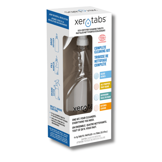 Xerotabs Complete Clean Kit, 1 Reusable Bottle + 4 Cleaning Tablets - Xerotabs